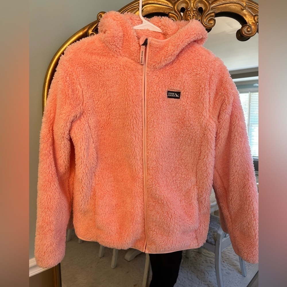 Eddie Bauer Girls Sherpa Fleece Zip Hoodie Jacket Pink